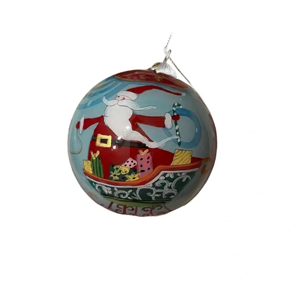 Li Bien Ornament 2011 Santa Sleigh Reindeer Christmas Mint Cond